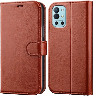 Unirock Flip Cover for OnePlus 9R 5G(Brown, Dual Protection, Pack of: 1)