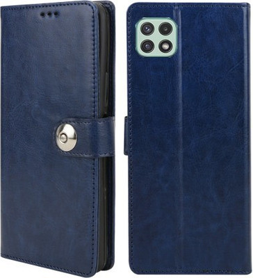 Aarov Flip Cover for Samsung Galaxy A22 5G(Blue, Dual Protection, Pack of: 1)