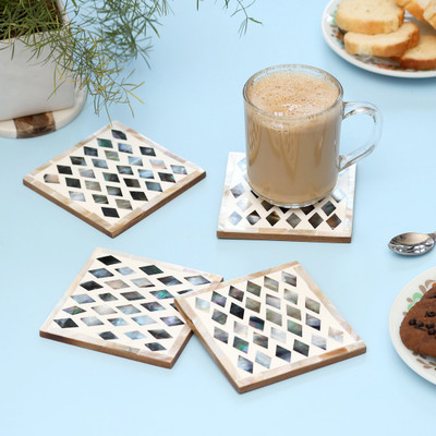 DULI Square Resin Coaster Set(Pack of 4)