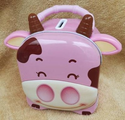 WONDER CREATURES Piggy Bank for Kids,Money Saving Tin Coin Bank with Lock and Key Coin Bank(Pink)