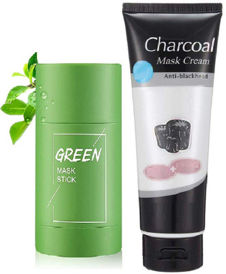 Yuency Anti black head remover charcoal face mask & green tea purifying clay mask stick(2 Items in the set)