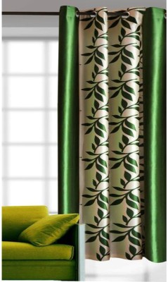 TrueValue Creations 212 cm (7 ft) Polyester Semi Transparent Door Curtain Single Curtain(Floral, Kolavery Green)