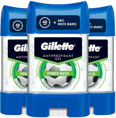 GILLETTE POWER RUESH ANTIPERSPIRANT GEL PACK OF 3 Deodorant Stick – For Men (210 ml, Pack of 3)