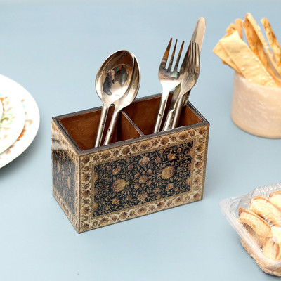DULI Empty Cutlery Holder Case(Black  Holds 20 Pieces)