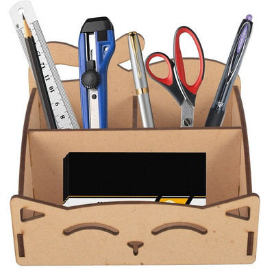 YIXT 3 Compartments wooden desk organizer(Brown)