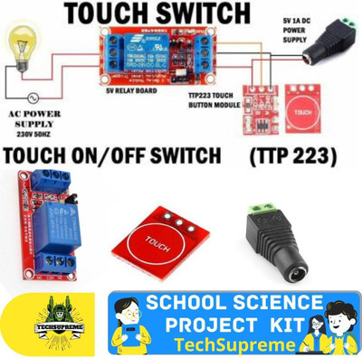 TechSupreme Tuch swith DIY School Science Project Kit TTP223 1Channel Relay DC Pin Connector Electronic Components Electronic Hobby Kit