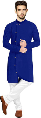 varni ent Men Solid Straight Kurta(Blue)