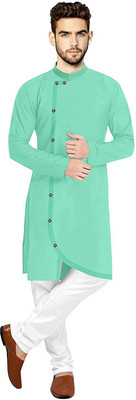 varni ent Men Solid Straight Kurta(Green)