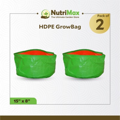 NutriMax HDPE 200 GSM Green Orange Growbags 15 x 8 (Pack of 2) Grow Bag