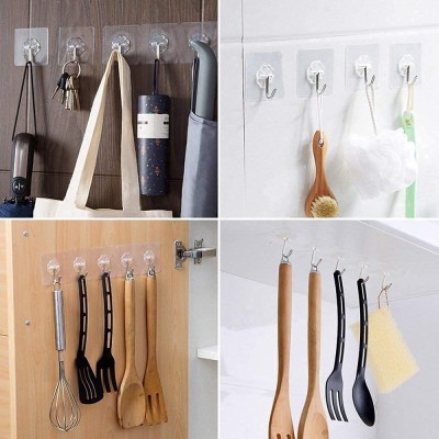 Handybee Strong Adhesive Hook Wall Door Sticky Hanger Holder for Kitchen And Bathroom Hook 36(Pack of 36)