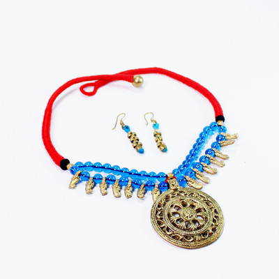 www.dhokrahandicrafts.com Brass Blue Jewellery Set(Pack of 1)
