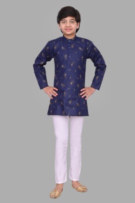 SEMINO Boys Festive & Party Kurta and Pyjama Set(Blue Pack of 1)