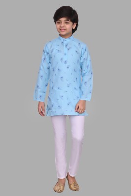 Feellasto Boys Festive & Party Kurta and Pyjama Set(Light Blue Pack of 1)