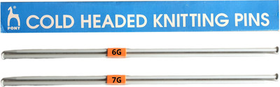 Artonezt Pony Knob Aluminium Cold Headed Knitting Needles (Size No. 6G, 7G: Length 35cm) Knitting Pin(Pack of 4)
