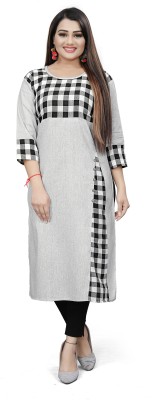 Om Creation Women Printed A-line Kurta(Grey)