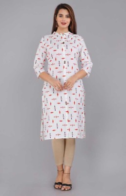 style and fashion Women Printed Straight Kurta(White)