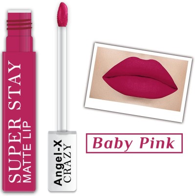 AngelX Crazy Super Stay Long Lasting Waterproof Matte Lipstick(Baby Pink, 5 ml)