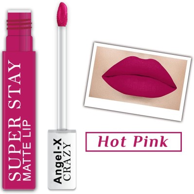 AngelX Crazy Super Stay Long Lasting Waterproof Matte Lipstick(Hot Pink, 5 ml)