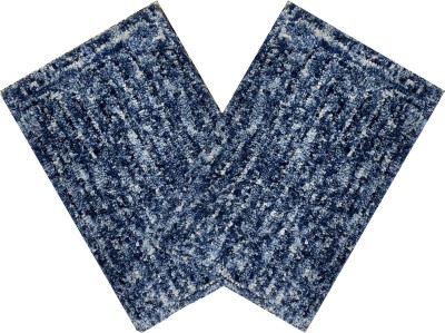 STATUS Cotton Door Mat(Blue 2 pcs, Medium)
