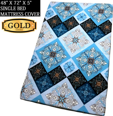 GriinViztal Zippered Single Size Breathable Mattress Cover(Blue, Multicolor)