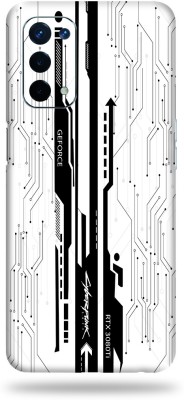 OggyBaba Oppo A74 5G Mobile Skin(White Cyberpunk Multicolor Skin With Ultra Matte Finish)