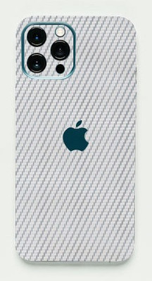 Mclaxa Silver Carbon Fibre Mobile Back Skin Iphone 13 Pro Max, Silver Carbon Fibre Mobile Skin(Silver Carbon Fibre Skin With Super Matte Finish)