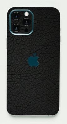 Mclaxa Black Leather Fiber Mobile Back Skin, Black Leather, Apple Iphone 12 Pro Max Mobile Skin(Black Leather Fiber Skin With Super Matte Finish)