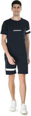Eleven Men Printed Blue Top & Shorts Set