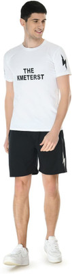 LF Love For Fashion Men Graphic Print White, Black Top & Shorts Set