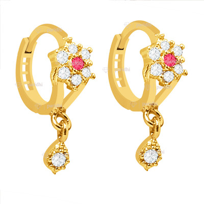Paridhi Cubic Zirconia Gold-plated Plated Brass Nose Stud Set(Pack of 2)