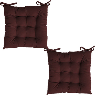 Texlux Cotton Solid Chair Pad Pack of 2(Maroon)