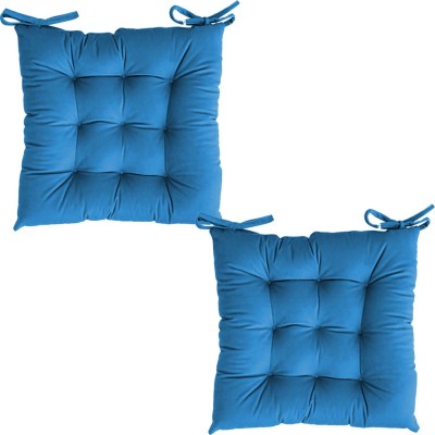 Texlux Cotton Solid Chair Pad Pack of 2(Royal Blue)