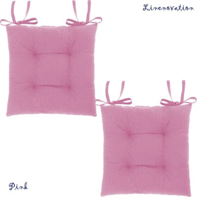 Linenovation Chair Pad Cotton Solid Chair Pad Pack of 2(Pink)