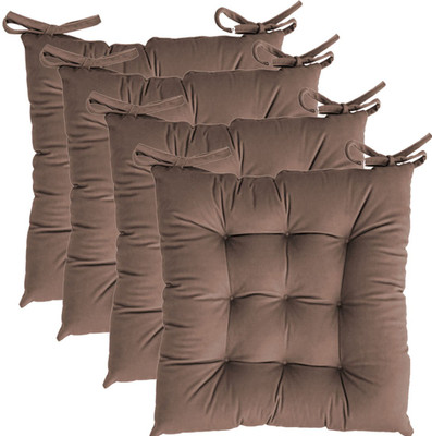 Texlux Cotton Solid Chair Pad Pack of 4(Brown)
