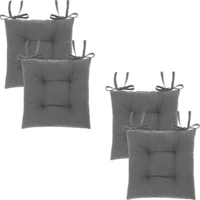 Jaipurlinen Cotton Chair Pad Pack of 4 Solid Chair Pad(Grey)
