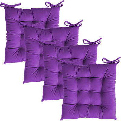 Texlux Cotton Chair Pad Pack of 4 Solid(Light Purple)