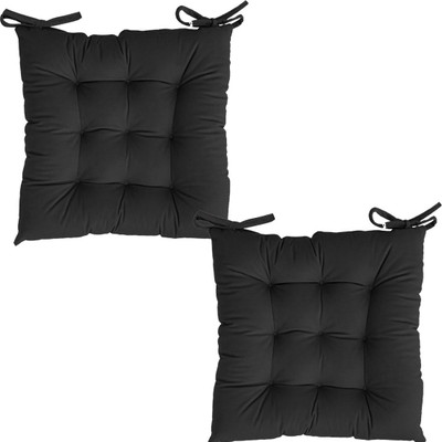 Texlux Cotton Solid Chair Pad Pack of 2(Black)