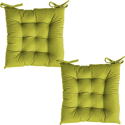 Texlux Cotton Solid Chair Pad Pack of 2(Parrot Green)
