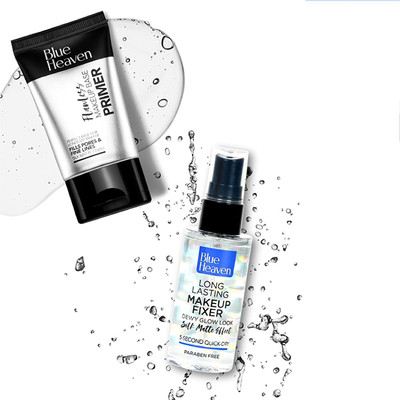 BLUE HEAVEN Primer & Fixer Combo Set, Transparent, 30 g + 60 ml Primer  - 90 ml(Transparent)