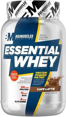 BIGMUSCLES NUTRITION Essential Whey Protein | 24g Protein with Digestive Enzymes, Vitamin & Minerals Whey Protein(1 kg, Cafe Latte)