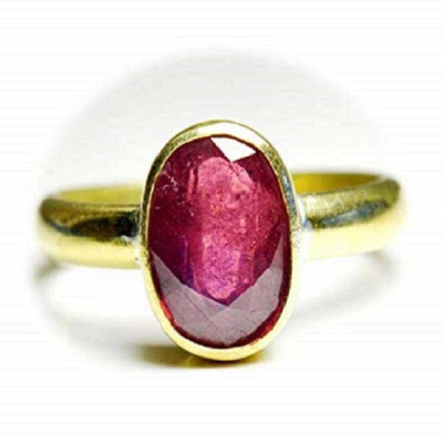 Chopra Gems Certified Unheated Untreated A+ Quality Natural Ruby Manik Ring For Women's Brass Gold Plated Ring