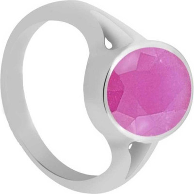 Chopra Gems Panchdhatu Ruby Manik Stone Ring Ring For Men's / Women's Brass Silver Plated Ring