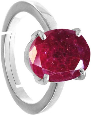 Chopra Gems Certified Unheated Untreated A+ Quality Natural Ruby Manik Ring For Women's Brass Silver Plated Ring
