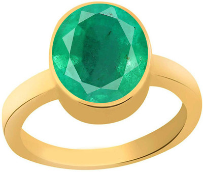 BWM GEMS Certitone Natural 5.25 Ratti Natural Emerald Stone (Panna Stone) Panchdhatu Alloy Emerald Gold Plated Ring