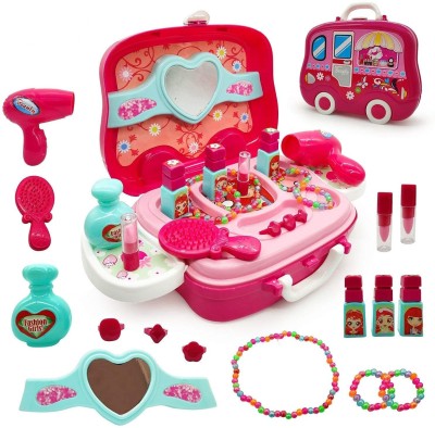 Toyporium Children Beauty Makeup Kit Pretend Play Fashion Set Toy With Carry Case Suitcase