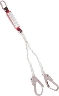 Sahas Forked Twisted Rope Lanyard with energy absorber White(Length: 2 m, Diameter: 14 mm)