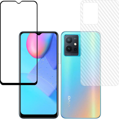 Vatsin Front and Back Tempered Glass for ViVO Y75 5G, ViVO Y75 5G (Back Carbon Fiber)(Pack of 2)