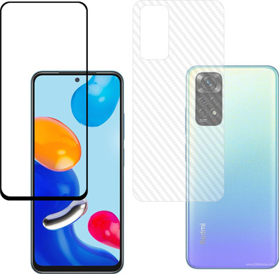 Vatsin Front and Back Tempered Glass for Redmi Note 11, Redmi Note 11 (Back Carbon Fiber)(Pack of 2)
