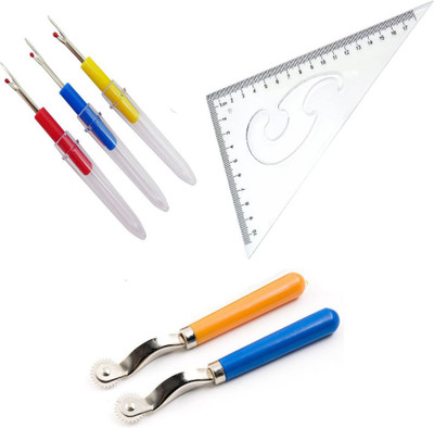 Crafts Haveli 3 Items Combo : 3 Seam Ripper, 1 L Curve & 2 Tracing Wheel Sewing Kit
