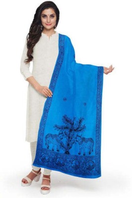 My Mithila Wool Printed Women Shawl(Blue)